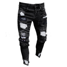 Load image into Gallery viewer, 3 Styles Men Stretchy Ripped Skinny Biker Embroidery Print Jeans